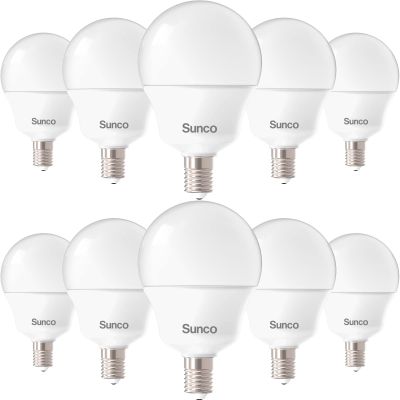 Sunco 10 Pack E12 LED Bulbs Candelabra CRI92 3000K Warm White, 5W Equivalent 40W, 450 Lumens, Small Edison Screw Base E12, Non-Dimmable, Frosted Decorative G14 Globe Vanity Light Bulbs UL.