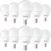 Sunco 10 Pack E12 LED Bulbs Candelabra CRI92 3000K Warm White, 5W Equivalent 40W, 450 Lumens, Small Edison Screw Base E12, Non-Dimmable, Frosted Decorative G14 Globe Vanity Light Bulbs UL. view 1