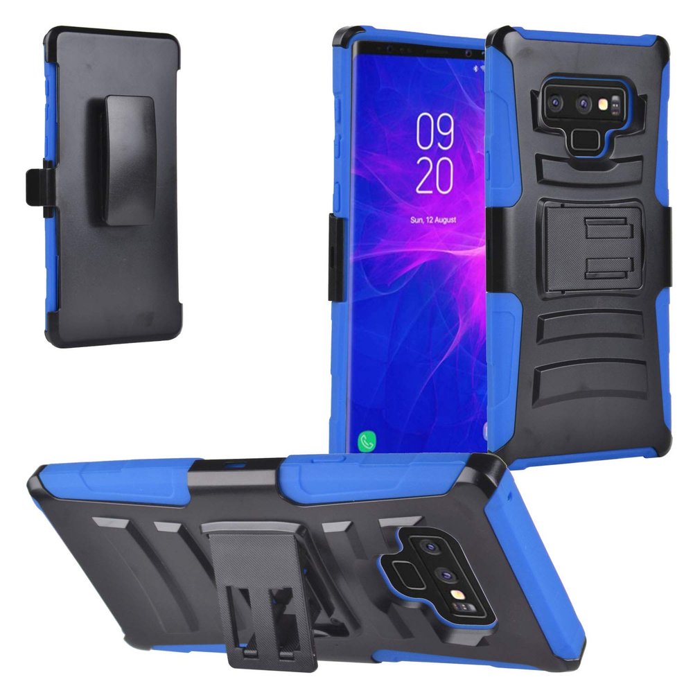 Eaglecell - Compatible with Samsung Galaxy Note 9 SM-N960 Note9 - Hybrid Phone Case w/Stand/Belt Clip Holster - CV1 Blue