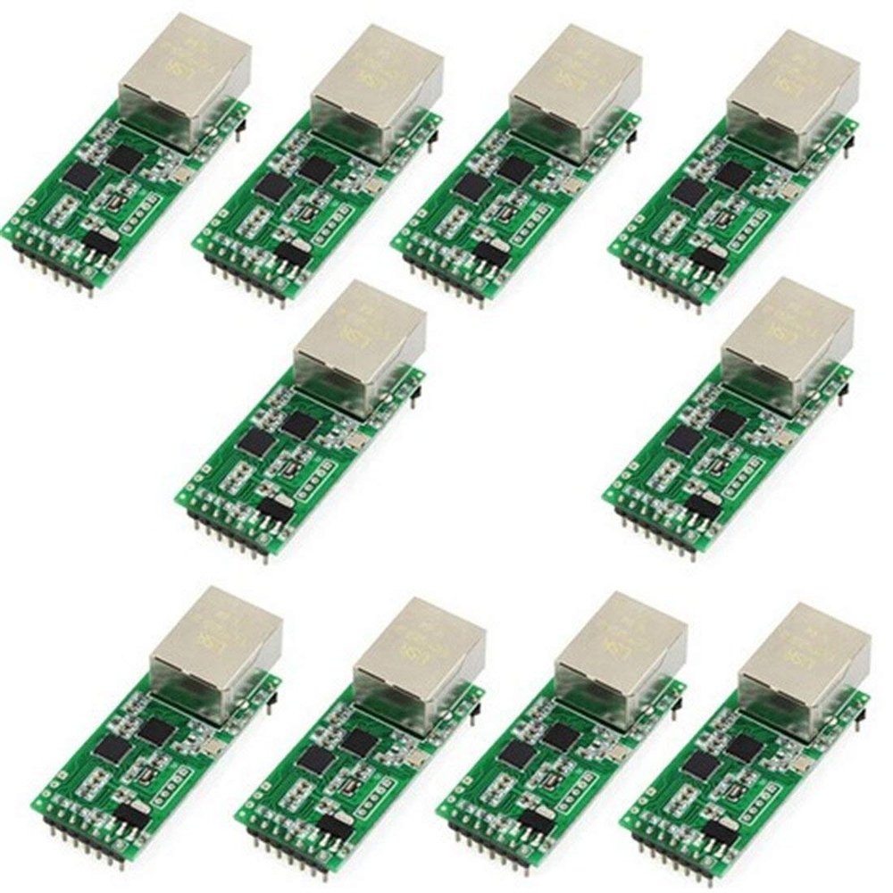 Upgraded Tiny USR-TCP232-T2 Serial Module Tiny Serial Ethernet Converter Module UART TTL to Ethernet TCPIP Module Support DHCP and DNS (10 PCS)