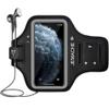 iPhone 17 16 15 Pro Max Armband with Earphone Holder, JEMACHE Gym Running Workouts Arm Band for iPhone Air, 17 16 15 14 13 12 Pro Max/Plus (Black) view 1