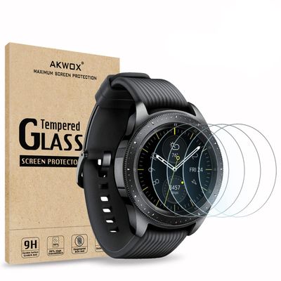 [4 Pack] Tempered Glass Screen Protector for Samsung Galaxy Watch 42mm / Gear S2, Akwox [0.33mm 2.5D High Definition 9H] Premium Clear Screen Protector for Samsung Galaxy Watch Smartwatch 42mm/Gear S2