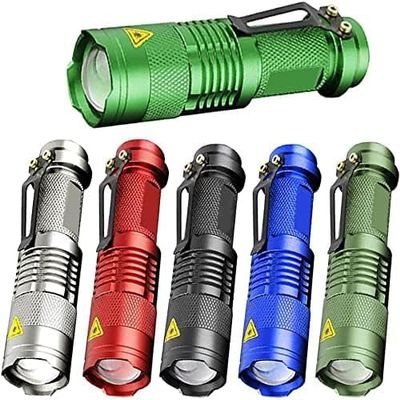 6 Pack LED Mini Flashlights 7W 300LM SK-68 3 Modes Adjustable Focus Zoomable Q5 LED Tactical Flashlight for Camping Hiking Emergency (Six Color Pack)