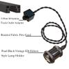 Kiven 3-Lights H System Track Mini Pendant, Pearl Black Finish Lamp Holder Fitting Track Light Kit, Rose Pendant Braided Fabric Flex Cord Length 11.81 in,TB0123-30CM view 2