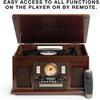 Victrola Navigator 8-in-1 Bluetooth Record Player with Built-in Speakers  3 Speed Turntable, CD Player, Cassette, FM Radio, USB, RCA Out, Headphone Jack, Wireless Music Streaming, Real Wood (White) view 3