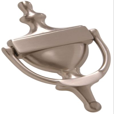 Hillman Solid Brass Front Door Knocker, Satin Nickel Finish, 7 In