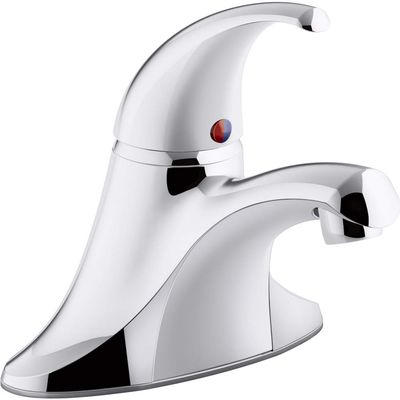 KOHLER K-15199-4NDRA-CP Coralais Single-Handle Centerset Bathroom Sink Faucet with 0.5 Gpm Vandal Resistant Aerator, Without Drain, Polished Chrome