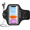 iPhone 17 16 15 Armband, JEMACHE Water Resistant Gym Running Workouts Arm Band for iPhone 17 16 15 14 13 12 Pro (Black) view 1