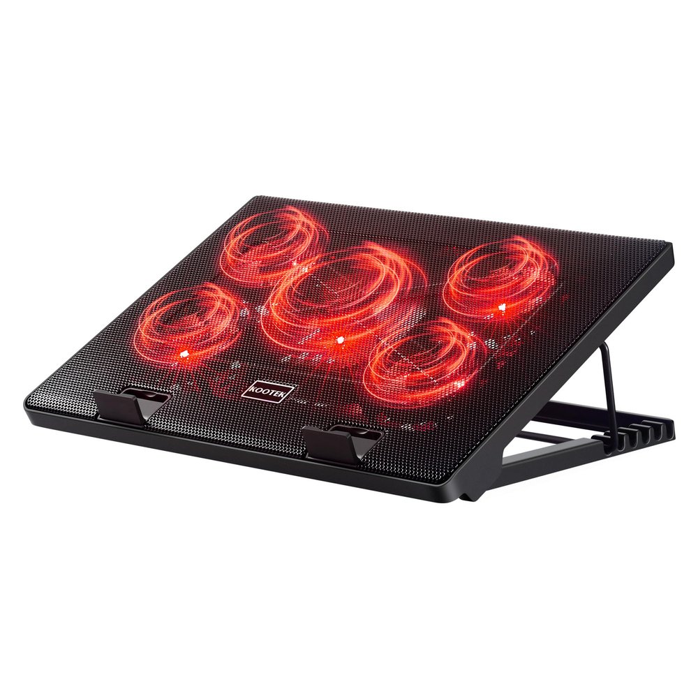 Kootek Laptop Cooling Pad, Laptop Cooler with 5 Quiet Fans for 12"-17" Computer PC Notebook Gaming Laptop Fan, Height Adjustable Laptop Cooling Stand Laptop Accessories, Red