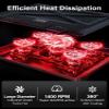 Kootek Laptop Cooling Pad, Laptop Cooler with 5 Quiet Fans for 12"-17" Computer PC Notebook Gaming Laptop Fan, Height Adjustable Laptop Cooling Stand Laptop Accessories, Red view 2