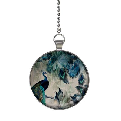 Gotham Decor Abstract Peacock Ceiling Fan/Light Pull Pendant with Chain
