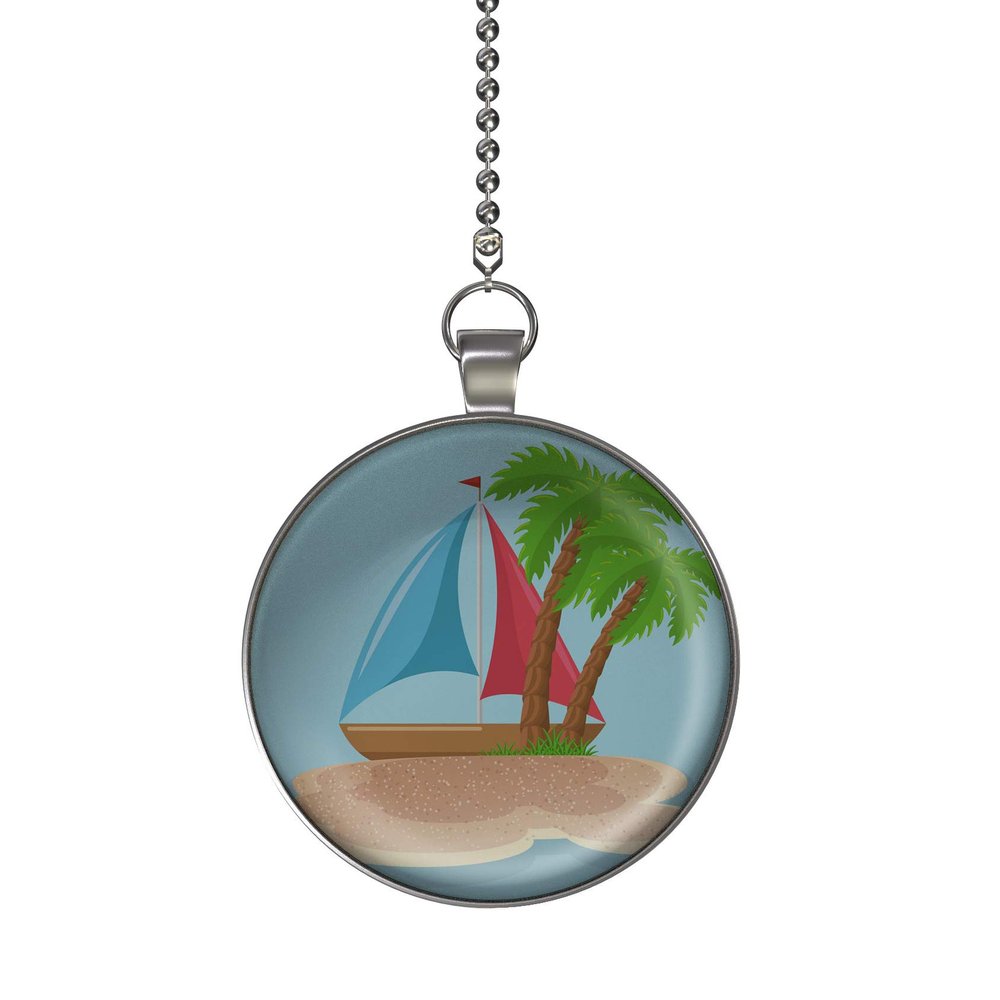 Gotham Decor Beach Side Sail Ceiling Fan/Light Pull Pendant with Chain