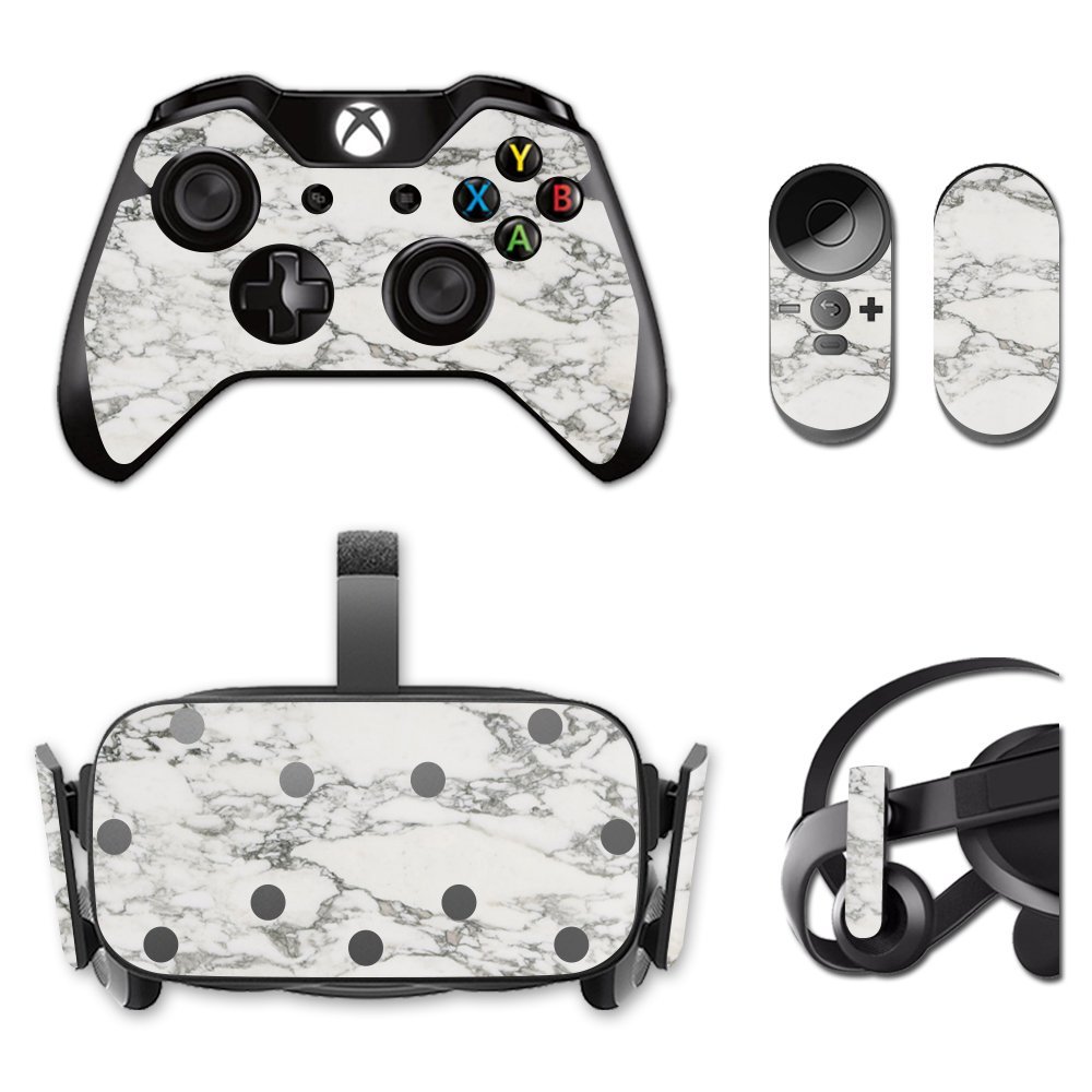 MightySkins Skin Compatible with Oculus Rift CV1 wrap Cover Sticker Skins White Marble