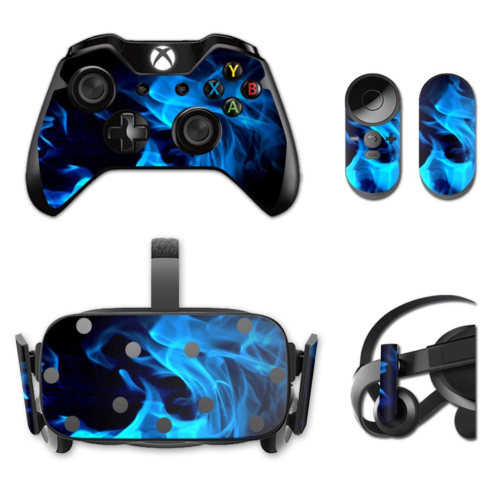 MightySkins Skin Compatible with Oculus Rift CV1 wrap Cover Sticker Skins Blue Flames