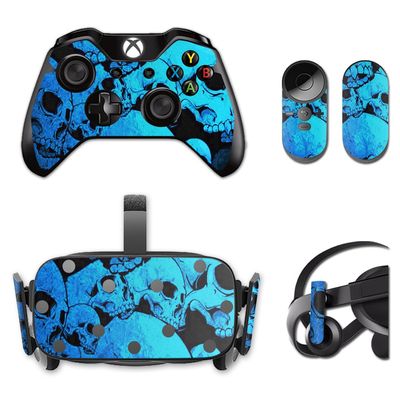 MightySkins Skin Compatible with Oculus Rift CV1 wrap Cover Sticker Skins Blue Skulls