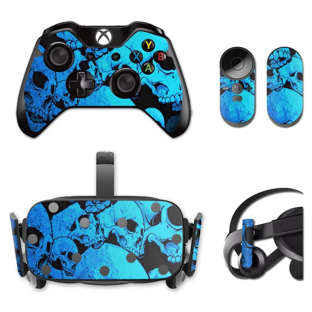 MightySkins Skin Compatible with Oculus Rift CV1 wrap Cover Sticker Skins Blue Skulls