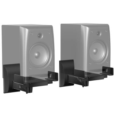 WALI Speaker Wall Mount, Surround Sound Speaker Stand with Adjustable Swivel Tilt Angle, Bookshelf Speaker Wall Mounts for Living Room, Home Theater, Hold Up to 55 Lbs, (SWM201), 1 Pair, Black
