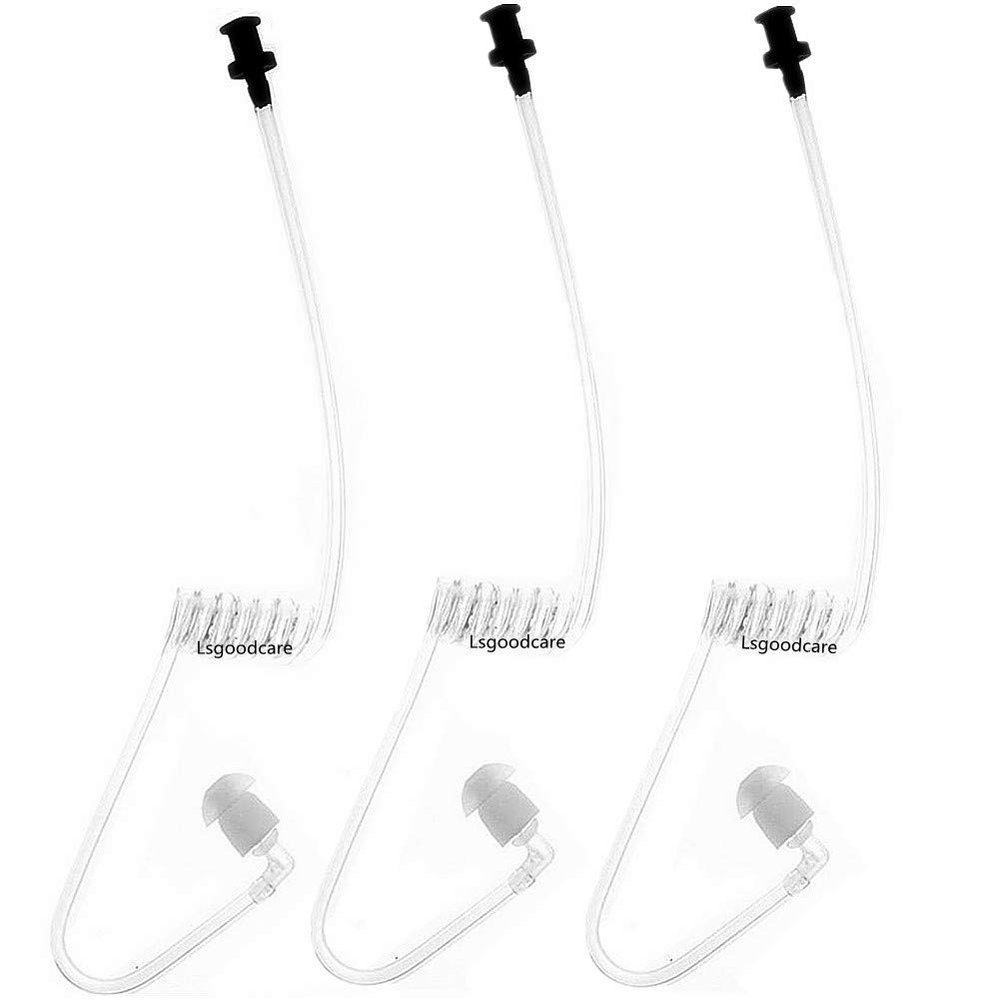 Lsgoodcare Replacement Coil Tube, Acoustic Air Tube Audio Tube with Earbuds Compatible for Motorola Kenwood Icom Midland Two Way Radio Walkie Talkie Ear Piece, Clear White, Pack of 3