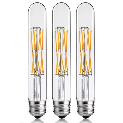 Leools T10 Led Bulbs,12W Dimmable Tubular Led Bulb,100 Watt Equivalent Edison Style Vintage LED Filament Light Bulb, E26 Long Tube Bulb,2700K Soft Warm White,7.3in(185mm),3-Pack.