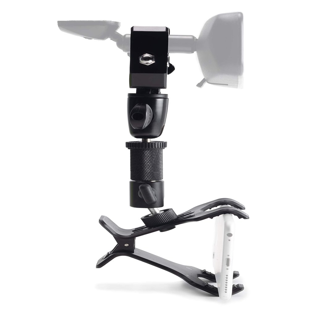 Clamptastick !- Universal Cell Phone Holder for mounting on Rearview Mirror Compatible with Mobile iOS Devices, Android Smartphone GPS and More. (Black - Version 2)