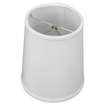FenchelShades.com 4" Top Diameter x 5" Bottom Diameter x 6" Slant Height Fabric Round Lampshade Flame Clip Attachment for a Candelabra Style Lightbulb (Linen White)