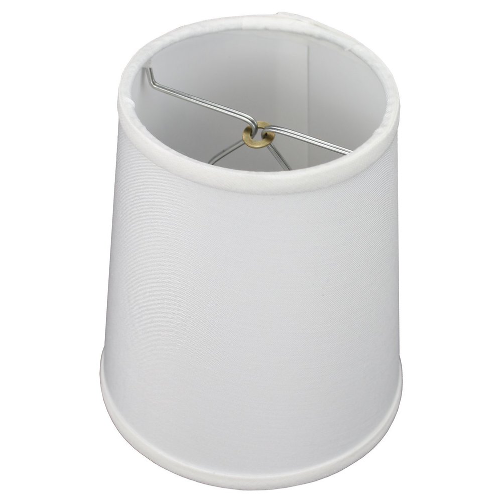 FenchelShades.com 4" Top Diameter x 5" Bottom Diameter x 6" Slant Height Fabric Round Lampshade Flame Clip Attachment for a Candelabra Style Lightbulb (Linen White)