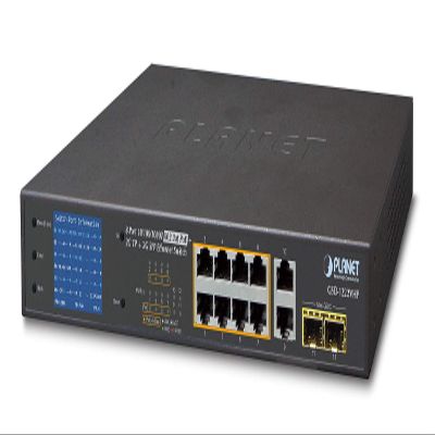 GSD-1222VHP 8-Port 10/100/1000T 802.3at PoE + 2-Port 10/100/1000T + 2-Port 1000X SFP Ethernet Switch with PoE LCD Monitor