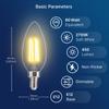 FLSNT 60W Equivalent LED Chandelier Light Bulbs, Dimmable, E12 Base, Clear B11 LED Filament Candelabra Bulbs, 2700K Soft White, 6 Pack view 2