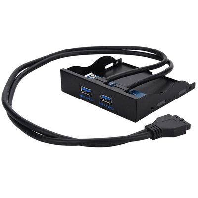 USB 3.0 Front Panel - 2-Port 19 Pin to USB 3.0 Adapter for 3.5" Floppy Bay, High-Speed Upgrade Kit with Universal Compatibility