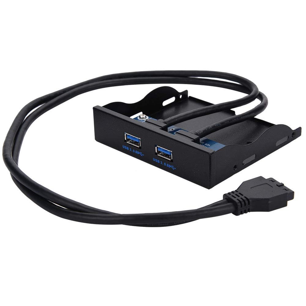 USB 3.0 Front Panel - 2-Port 19 Pin to USB 3.0 Adapter for 3.5" Floppy Bay, High-Speed Upgrade Kit with Universal Compatibility