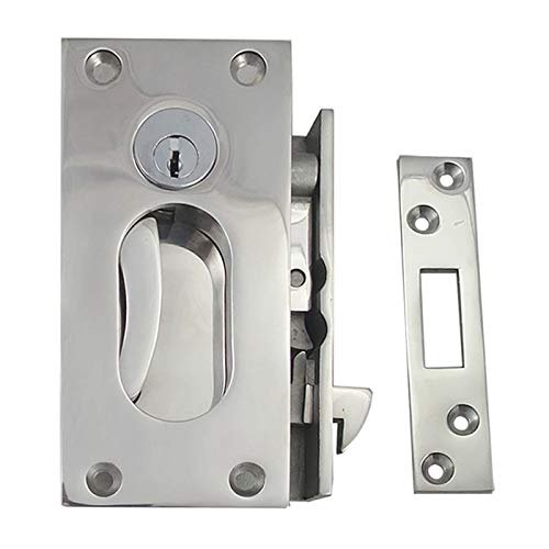 White Water S12-410 Stainless Steel Sliding Door Lock Set with Key