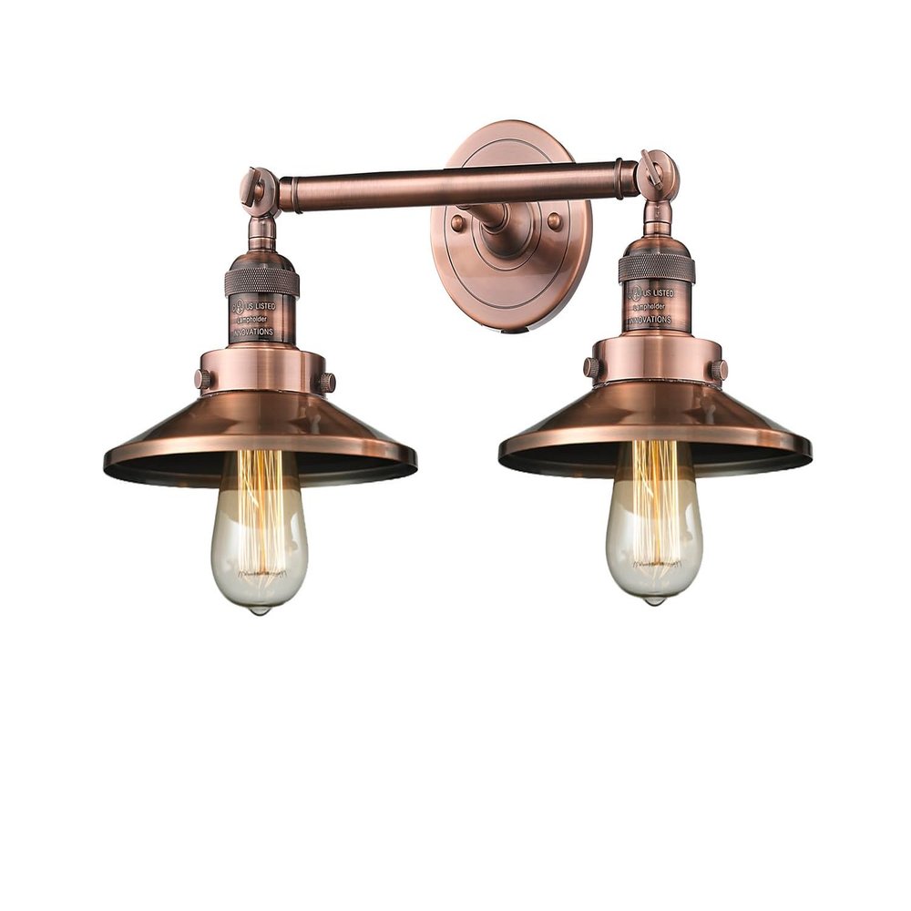 Innovations 208L-AC-M3 2 Vertical Bath Vanity Light, Antique Copper