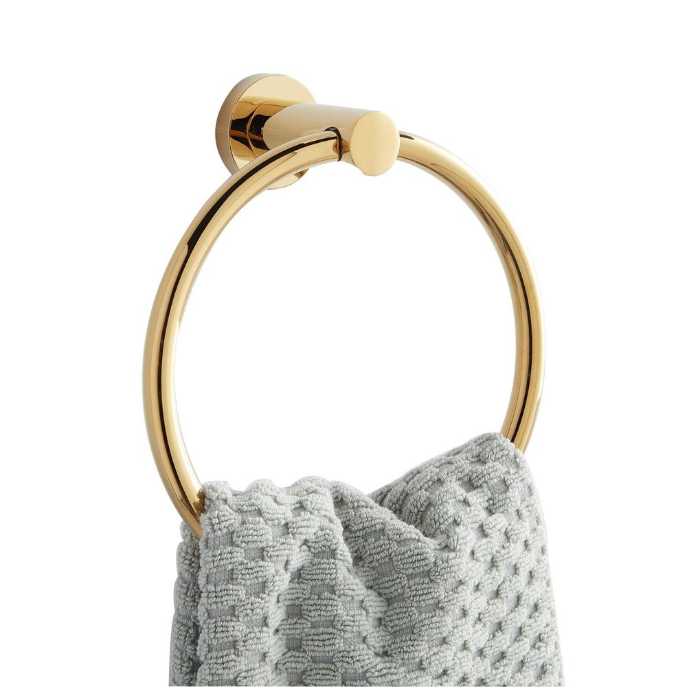 Naiture Wall Mount Brass/Zinc Bathroom Lavatory Hardware Towel Ring Towel Holder in Polished Brass Finish