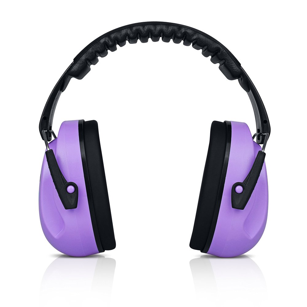 HEARTEK Lightweight Noise Cancelling Headphones | Low-Profile Ear Muffs for Noise Reduction | Foldable Ear Protection Earmuffs for Concerts, Studying & Sensory Relief (Purple)