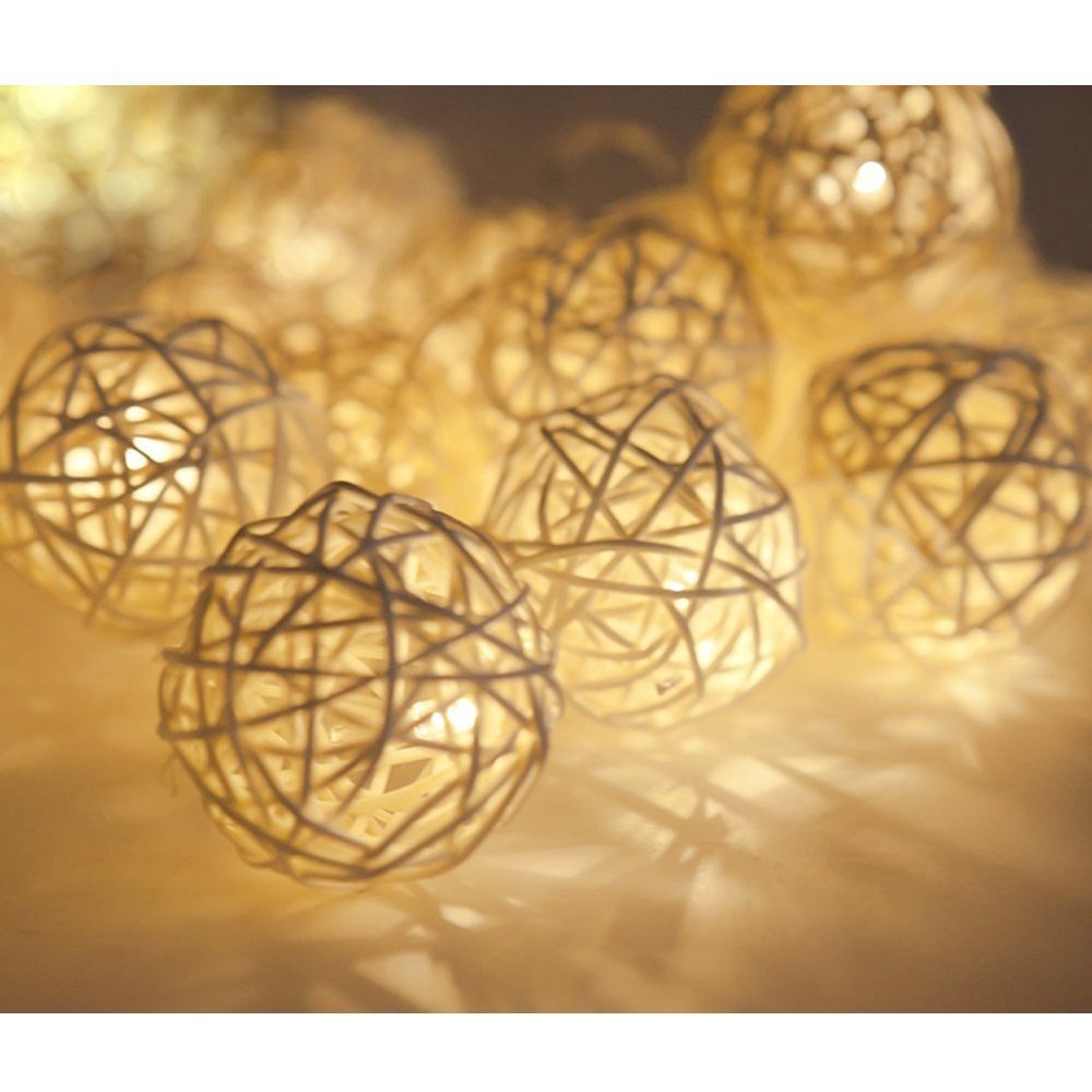 EONLYX Solar Rattan Ball Lights, 30LED 20ft Waterproof Garden Lights for Landscape, Patio, Wedding Decoration (Warm White)