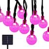EONLYX Solar Crystal Ball String Lights, 20ft 30 LED Crystal Globe Fairy Lights Waterproof Crystal Ball Globe Lights Outdoor Solar String Lights for Garden Yard Christmas Decorations (Pink) view 1