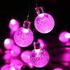 EONLYX Solar Crystal Ball String Lights, 20ft 30 LED Crystal Globe Fairy Lights Waterproof Crystal Ball Globe Lights Outdoor Solar String Lights for Garden Yard Christmas Decorations (Pink) view 2