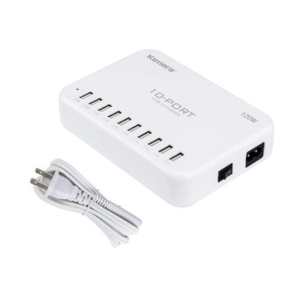 USB Charging Station 120W 24A 10-Port International Charger Hub for Multiple Devices iPhone XR XS 8/7/6s/6 Plus/5S, iPad Pro/Air2/ Mini, Galaxy S9/S8/S7/S6 Edge,LG, Nexus