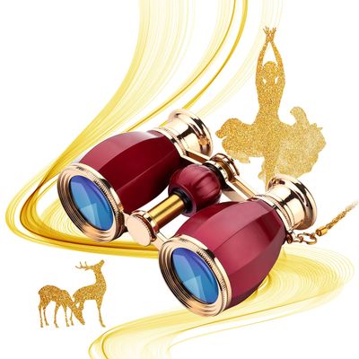 ESSLNB Opera Glasses Binoculars for Women Adults 4X30mm Theater Glasses Compact Binoculars for Theater and Concerts Antique with Case Removable Chain (Red)