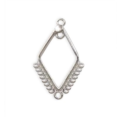 Handcrafted Silver Overlay Diamond Shape Earwire from India Polished Multi Loop Geometric Jewelry Component