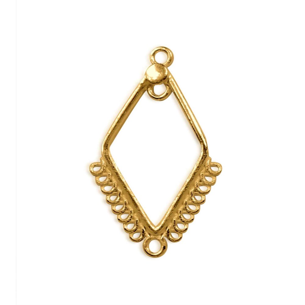 Bali Designs 18K Gold Overlay Diamond Frame Earwire Jewelry Connector Handcrafted In India