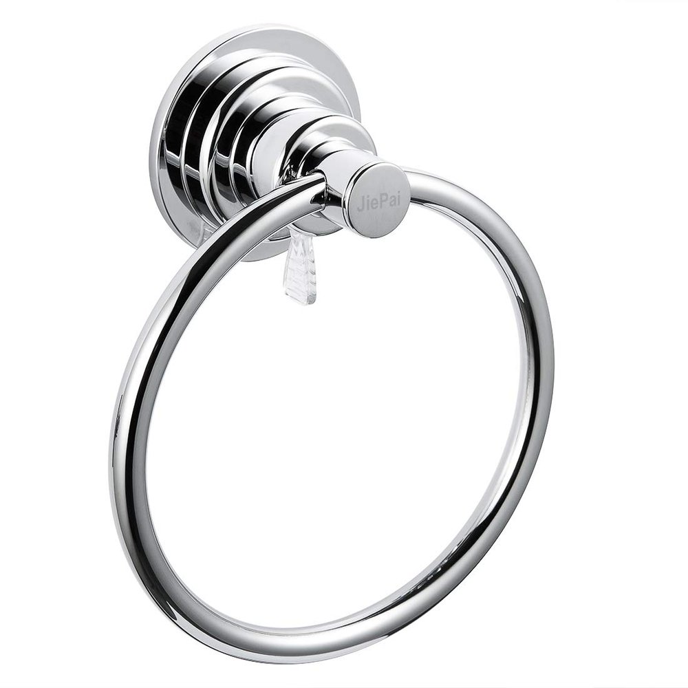 JiePai Vacuum Suction Cup Towel Ring,No Drill Bath Towel Holder, Chrome
