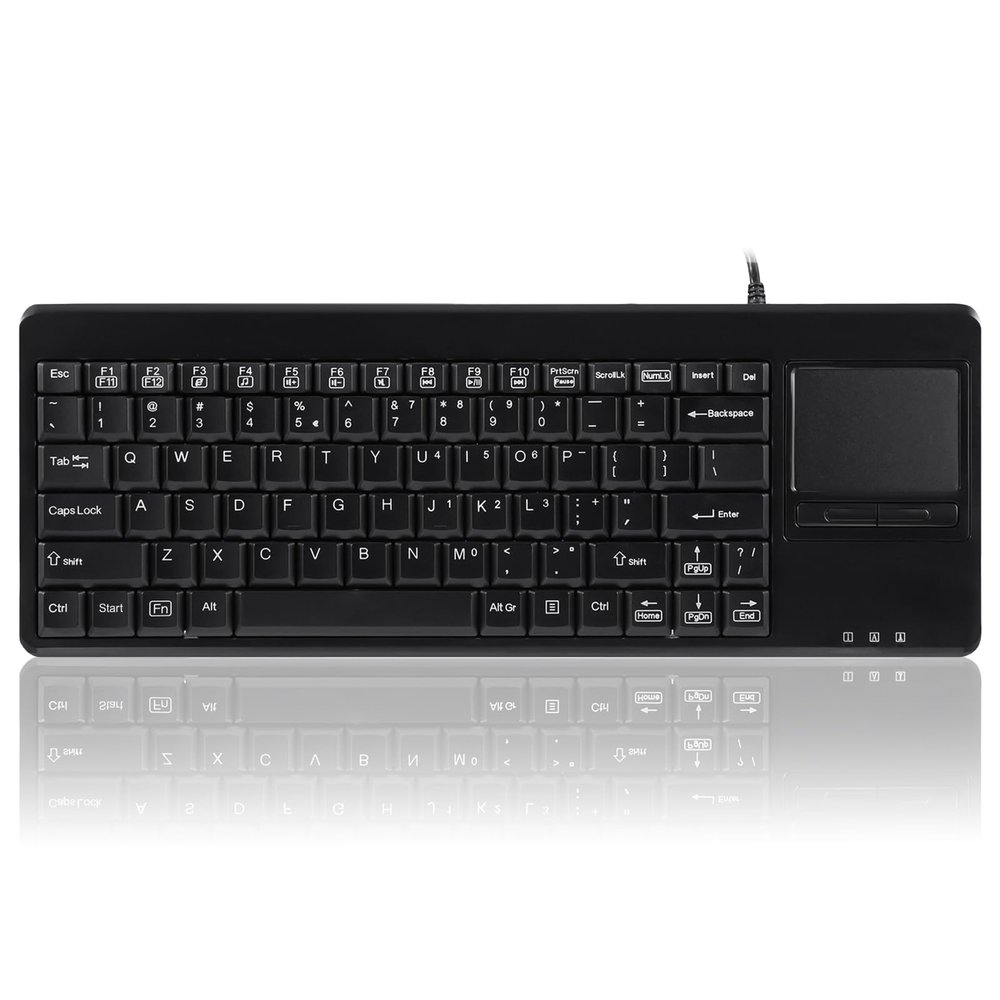 Perixx PERIBOARD-515H Wired USB Keyboard with Touchpad, 2 Hubs, US English Layout, Black
