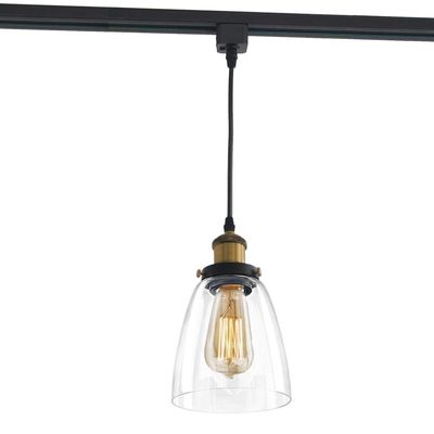 STGLIGHTING 1-Ligh H-Type Track Light Pendants 1.6ft Restaurant Chandelier Glass Lampshade Pendant Light Industrial Dimmable Track Mount Pendant Lighting Fixtures Pendant Lamp Bulb Not Included