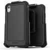 Encased Heavy Duty Belt Clip Case Designed for iPhone XR - Military Spec Protection with Holster and Tempered Glass Screen Protector (Black) view 1