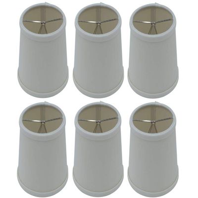 Upgradelights Set of Six Off White Tapered Drum 5 Inch Clip On Chandelier Lampshades