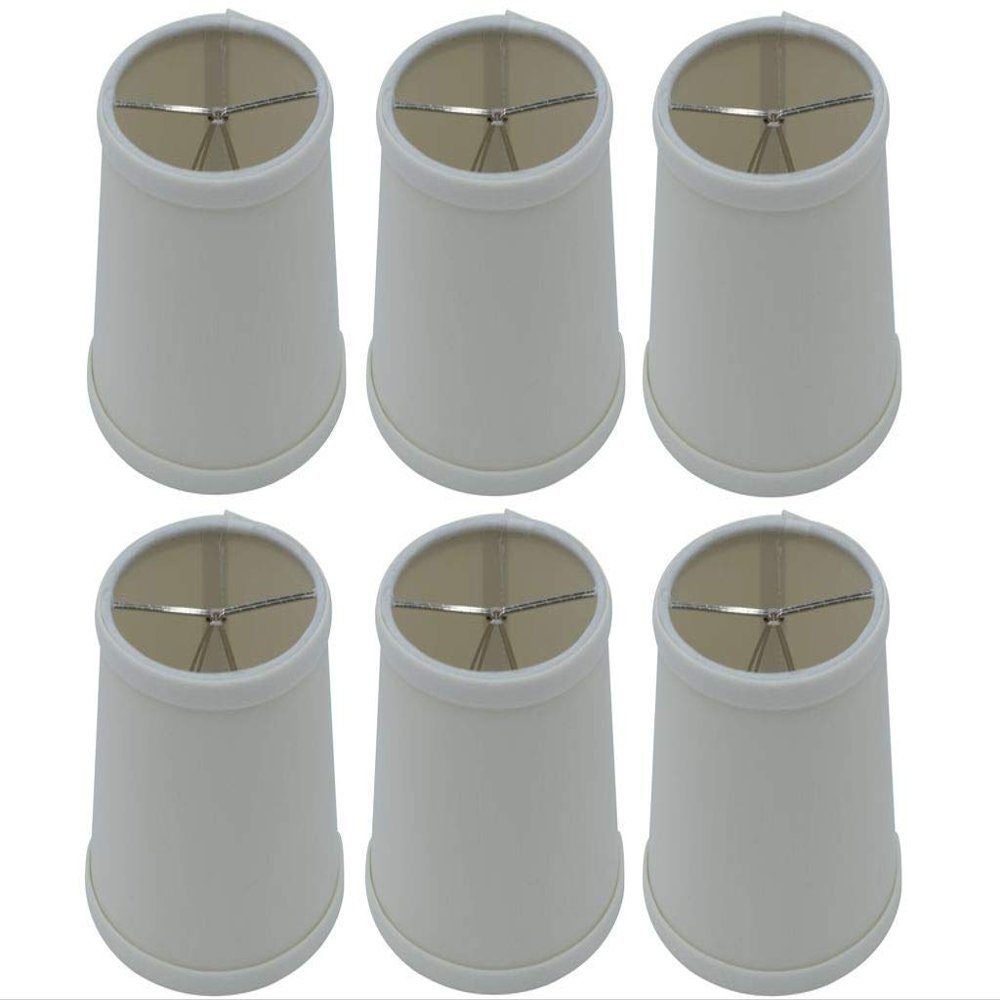Upgradelights Set of Six Off White Tapered Drum 5 Inch Clip On Chandelier Lampshades