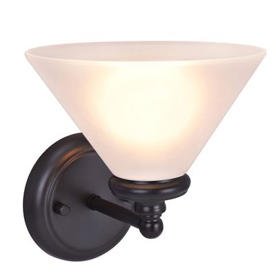 Aspen Creative 62145, One Metal Bathroom Light Fixture, 6-1/2" Wide, Transitional Design in Oil Rubbed Bronze with Frosted Glass Shade Vanity Wall