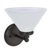 Aspen Creative 62145, One Metal Bathroom Light Fixture, 6-1/2" Wide, Transitional Design in Oil Rubbed Bronze with Frosted Glass Shade Vanity Wall view 2