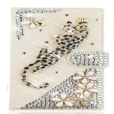 STENES Bling Case Compatible with iPhone XR Case - 3D Handmade Crystal Leopard Flowers Wallet Credit Card Slots Fold Stand Leather Cover Compatible with iPhone XR - Gold